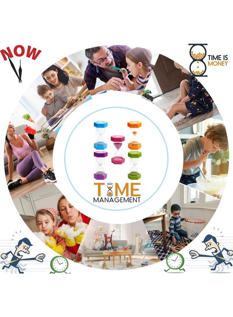 5 PcsColorful Hourglass, Sand Timers, Acrylic Hourglass Timer, Kitchen Timer,1/3/5/10/30 Minutes Sandglass for Classroom, Home, Kitchen, Office Decoration - Image 5